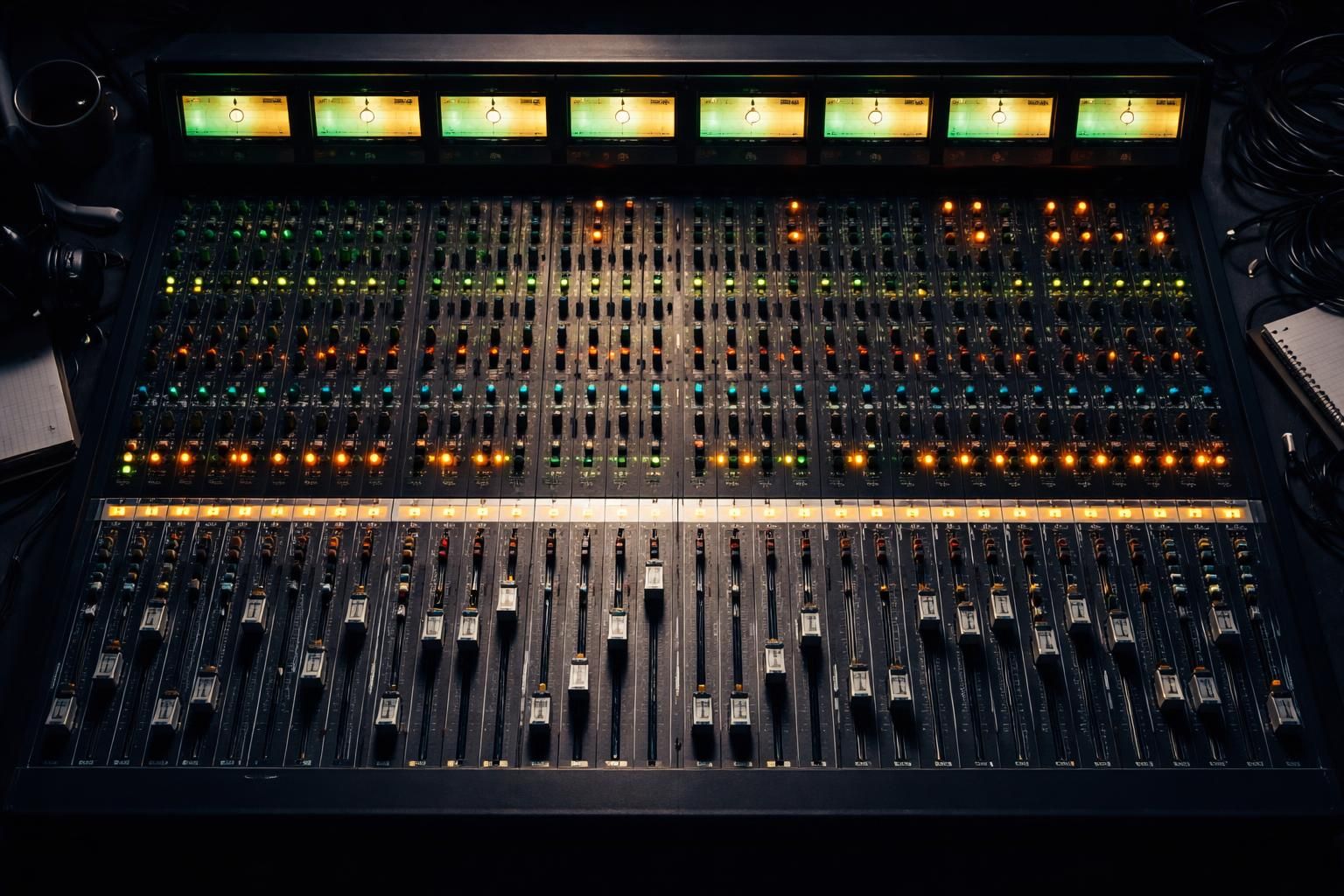 Sound engineer at mixing console